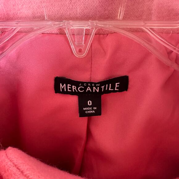 J.Crew Mercantile Wool Blend Pink Coat Size 0 | Funnel Neck Zip Front - Picture 3 of 10